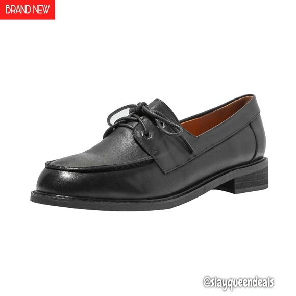 Leather Lace-up Loafers Slip Resistant Comfortable Women's Shoes
